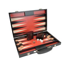 15 inch Wooden Backgammon Set - Black and Red