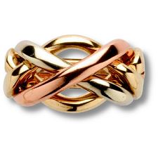 4 Band - 14k Solid Gold Puzzle Ring - (4125) - Mens