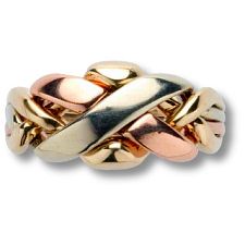 4 Band - 14k Solid Gold Puzzle Ring - (4C1) - Mens