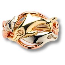 4 Band - 14k Solid Gold Puzzle Ring - (4DL) - Mens