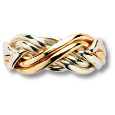 6 Band - 14k Solid Gold Puzzle Ring - (6B) - Mens