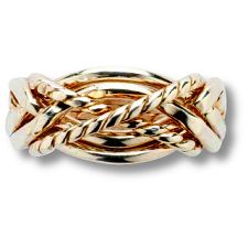 6 Band - 14k Solid Gold Puzzle Ring - (6TW2X) - Mens