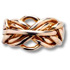 7 Band - 14k Solid Gold Puzzle Ring - (7B) - Mens