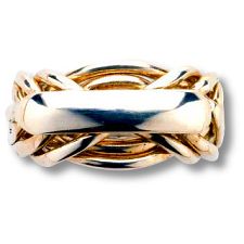 7 Band - 14k Solid Gold Puzzle Ring - (7WA) - Mens
