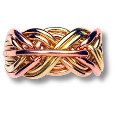 9 Band - 14k Solid Gold Puzzle Ring - (9B) - Mens