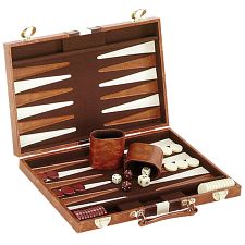 15 inch Backgammon Set - Brown and White