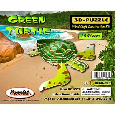 Green Turtle - Painted - 3D Wooden Puzzle