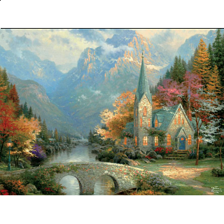 Thomas Kinkade: Inspirations - The Mountain Chapel - Large Piece ...