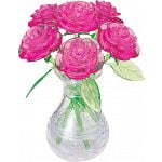 3D Crystal Puzzle - Roses in Vase (Pink)