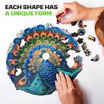 Peacock - 300 Piece Shaped Wooden Jigsaw Puzzle