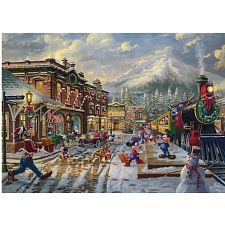 Thomas Kinkade: Disney - Mickey and Minnie Candy Cane Express