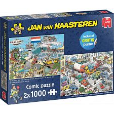 Jan van Haasteren- 2 x 1000 Traffic Chaos / By Air, Land and Sea