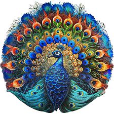 Peacock - 300 Piece Shaped Wooden Jigsaw Puzzle (Esc Welt 647056925286) photo