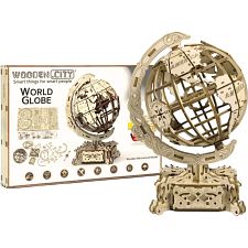 Wooden Mechanical DIY Model: World Globe (Wooden City 5906874128909) photo