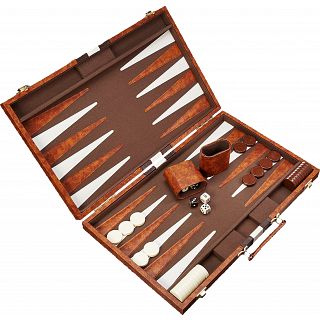 18 inch Backgammon Set - Brown and White