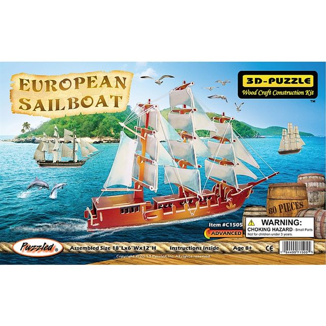 Click to get European Sailing Boat  Illuminated 3D Wooden Puzzle