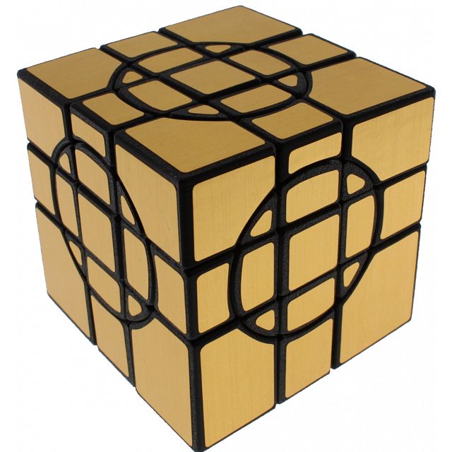 Click to get Crazy Mirror 3x3x3  Black Body with Gold Label 3D Printed