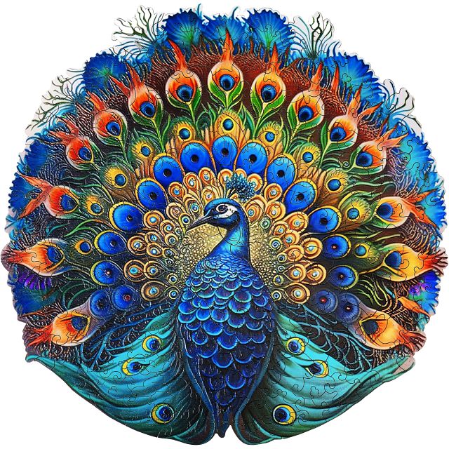 Peacock - 300 Piece Shaped Wooden Jigsaw Puzzle